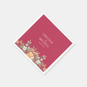 Magenta, peach en White Floral Wedding Paper Servet (Hoek)