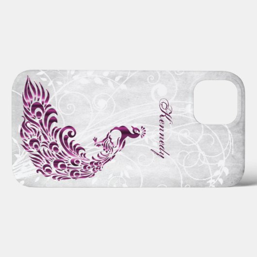 Magenta Peacock aangepast iPhone X hoesje (Achterkant (horizontaal))