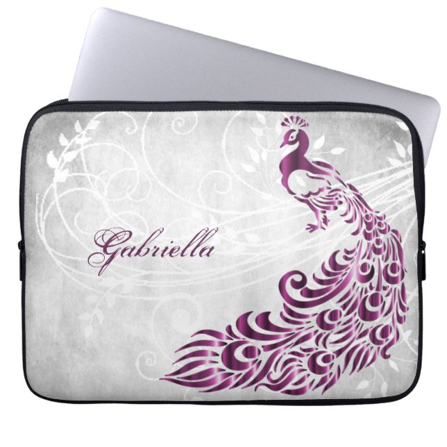 Magenta Peacock - Aangepaste laptophoes Laptop Sleeve (Voorkant)