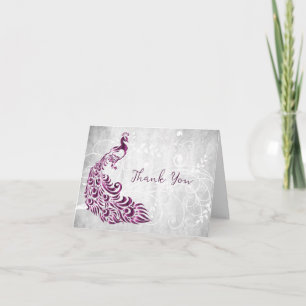 Magenta Peacock bedankje Kaart