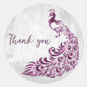 Magenta Peacock dank u Ronde Sticker (Voorkant)