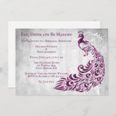 Magenta Peacock Leaf Vine Rehearsal Dinner Invite Kaart (Voorkant / Achterkant)