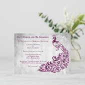 Magenta Peacock Leaf Vine Rehearsal Dinner Invite Kaart (Staand voorkant)