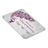 Magenta Peacock Leaf Vine sparen de Datum Magnet Magneet (Rechterzijde)