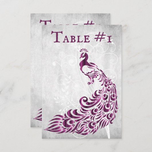 Magenta Peacock Leaf Vine Table Kaart (Voorkant / Achterkant)