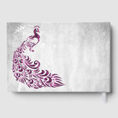 Magenta Peacock Leaf Vine Wedding Guestbook Gastenboek (Achterkant)