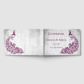 Magenta Peacock Leaf Vine Wedding Guestbook Gastenboek (Volledig)