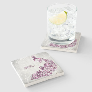 Magenta Peacock - Onderzetter met gepersonaliseerd