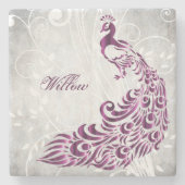 Magenta Peacock - Onderzetter met gepersonaliseerd (Voorkant)