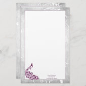 Magenta Peacock Stationery Briefpapier (Voorkant / Achterkant)
