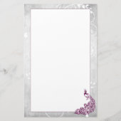 Magenta Peacock Stationery Briefpapier (Achterkant)
