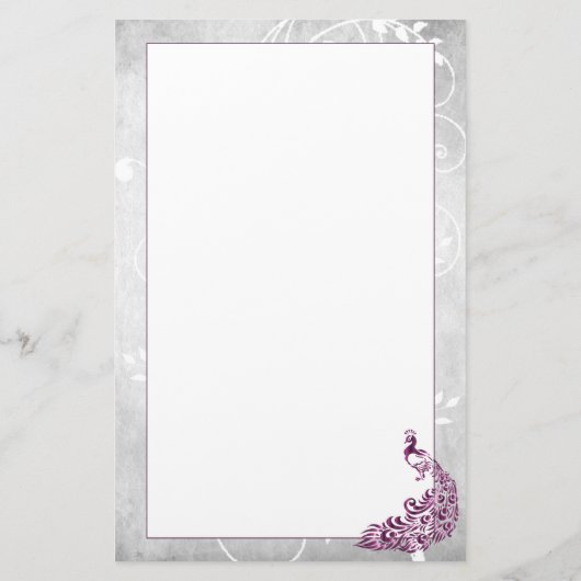 Magenta Peacock Stationery Briefpapier (Achterkant)