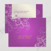 Magenta/Pearl wervelingen RSVPs vereisen 5x7 uitno RSVP Kaartje (Voorkant / Achterkant)