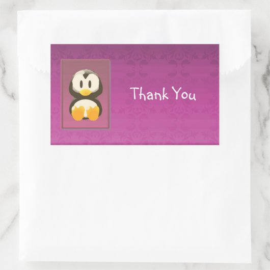 Magenta Penguin Dank u Sticker (Tas)