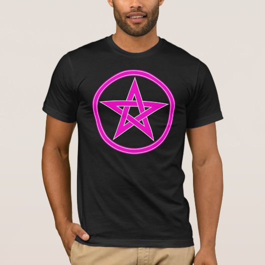 Magenta Pentacle Pentagram T-shirt (Voorkant)