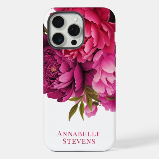 Magenta Peony Floral iPhone Hoesje (Achterkant)