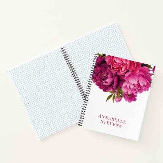 Magenta Peony Floral Notitieboek (Binnen)