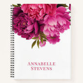 Magenta Peony Floral Notitieboek (Voorkant)