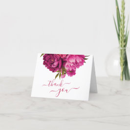 Magenta Peony Floral Wedding Bedankkaart