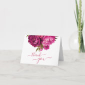 Magenta Peony Floral Wedding Bedankkaart (Voorkant)