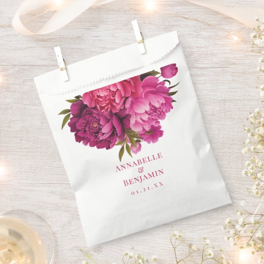 Magenta Peony Floral Wedding Bedankzakje (Geknipt)