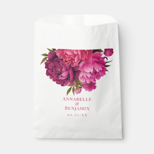 Magenta Peony Floral Wedding Bedankzakje (Voorkant)