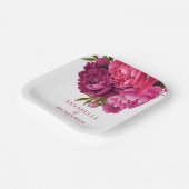 Magenta Peony Floral Wedding Papieren Bordje (Gebogen)