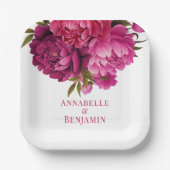 Magenta Peony Floral Wedding Papieren Bordje (Voorkant)