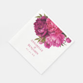 Magenta Peony Floral Wedding Servet (Hoek)