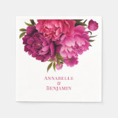 Magenta Peony Floral Wedding Servet (Voorkant)