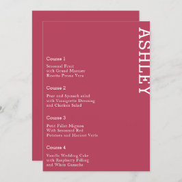 Magenta Persoonlijke gastnaam bruiloft Menu