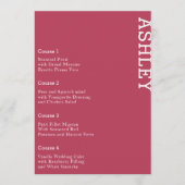 Magenta Persoonlijke gastnaam bruiloft Menu (Voorkant)