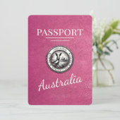 Magenta Pink Australia Passport Bewaar de datum Save The Date (Staand voorkant)