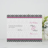 Magenta Pink Black Damask Wedding Program (Staand voorkant)