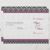 Magenta Pink Black Damask Wedding Program (Voorkant / Achterkant)