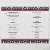 Magenta Pink Black Damask Wedding Program (Achterkant)
