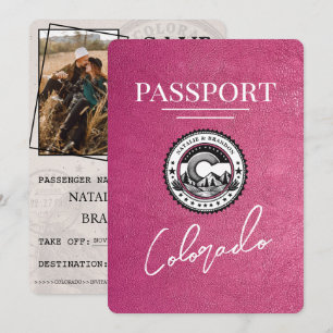 Magenta Pink Colorado Passport Bewaar de datum Save The Date