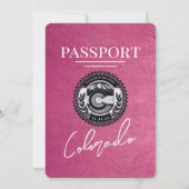 Magenta Pink Colorado Passport Wedding Kaart (Achterkant)