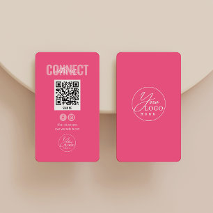 Magenta Pink Connect met ons sociale media QR-code Visitekaartje