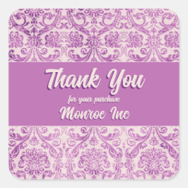 Magenta Pink Damask Vierkante Sticker