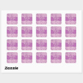 Magenta Pink Damask Vierkante Sticker (Vel)