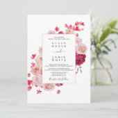 Magenta Pink Floral bruiloft Kaart (Staand voorkant)