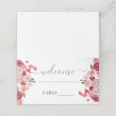 Magenta Pink Floral bruiloft Plaatskaartje (Buitenkant ongevouwen)