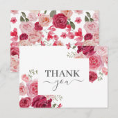 Magenta Pink Floral Hartelijk dank Bedankkaart (Voorkant / Achterkant)