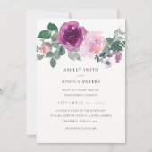 Magenta Pink Floral Pearl White Leaf Green Wedding Kaart (Voorkant)