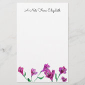 Magenta Pink Floral Waterverf op maat Briefpapier (Voorkant)