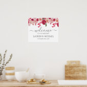 Magenta Pink Floral Weddenschap Welkomstteken Poster (Keuken)