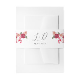 Magenta Pink Floral Wedding Belly Band Uitnodigingen Wikkel