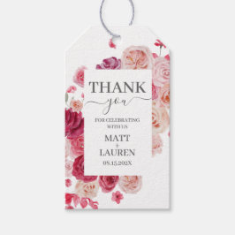 Magenta Pink Floral Wedding Gift Labels Cadeaulabel
