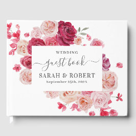 Magenta Pink Floral Wedding Guest Book Gastenboek